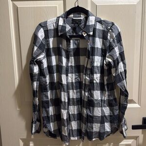 Jcrew black and white buffalo check style flannel